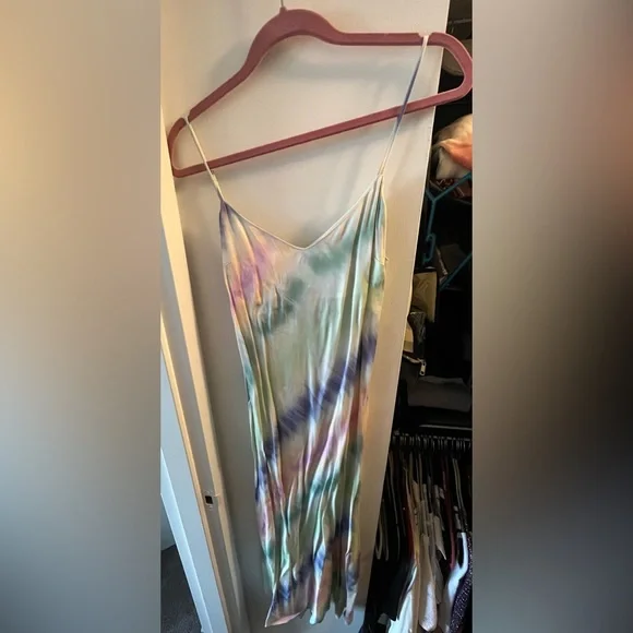 zara tie dye silk dress Satin Tie Dye Dress Zara
